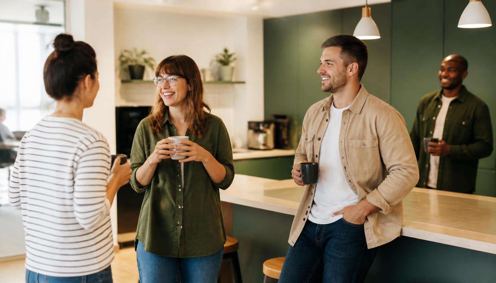 Collègues partageant une pause café au bureau